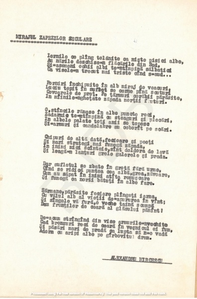 M-1076-1130-54 - 55 de Poezii în manuscris dactilografiat. ALEXANDRU MIRCESCU